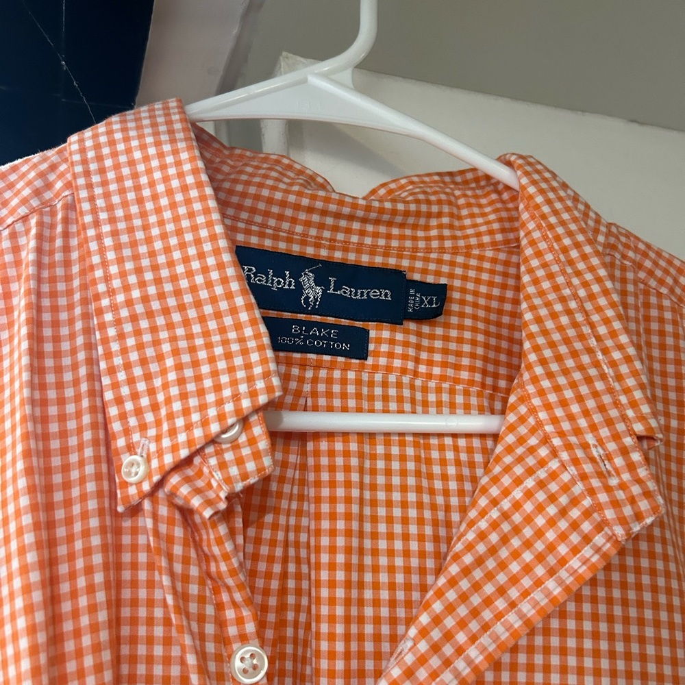 Ralph Lauren Men's Orange Gingham Shirt